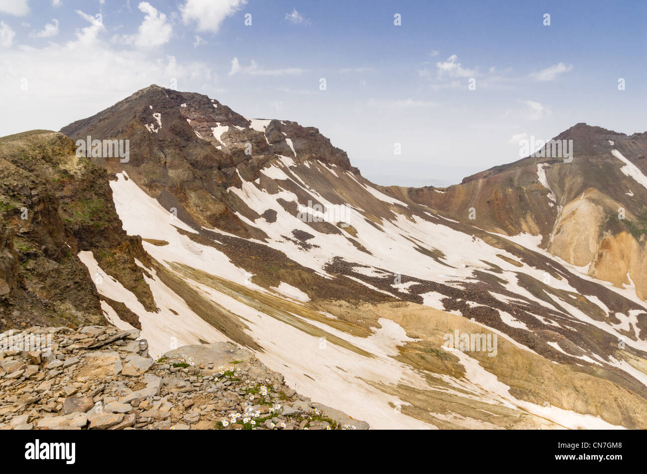 Blick von der südlichen Spitze des Berges Aragats. Armenien. Stockfoto