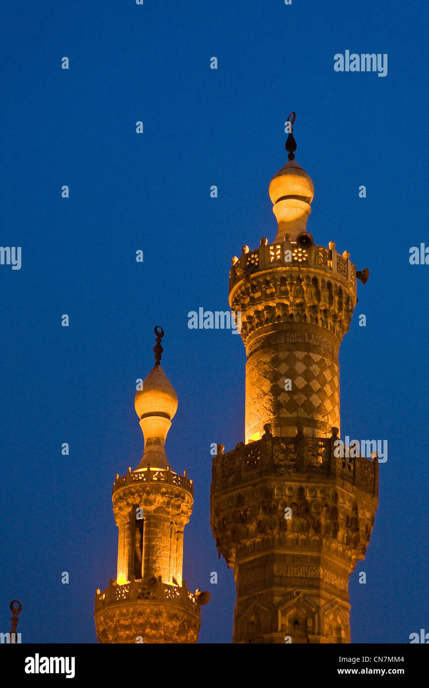 Ägypten, Kairo, Altstadt als Weltkulturerbe der UNESCO, El Azhar Moschee Minarette aufgeführt Stockfoto