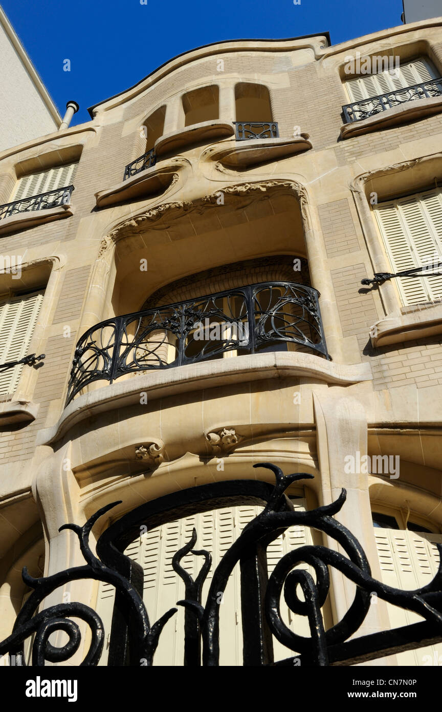 Frankreich, Paris, Hôtel Mezzara auf 60 Rue La Fontaine im Art Nouveau Stil von Hector Guimard Stockfoto