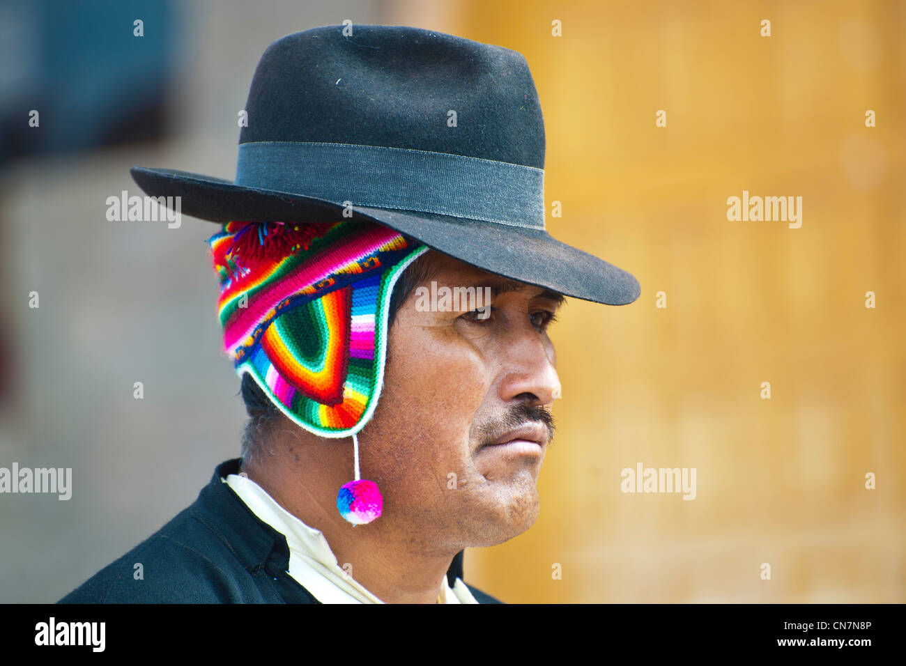 Peru, Provinz Puno, Titicacasee, Insel Taquile, die Quechua-Indianer haben fern des Kontinents eine traditionelle Lebensweise Stockfoto