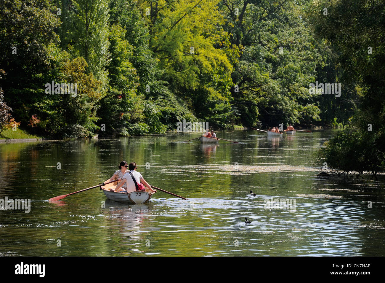 Frankreich, Paris, Bootsfahrt rund um die Inseln von Lac Inferieur (Lower Lake) Stockfoto