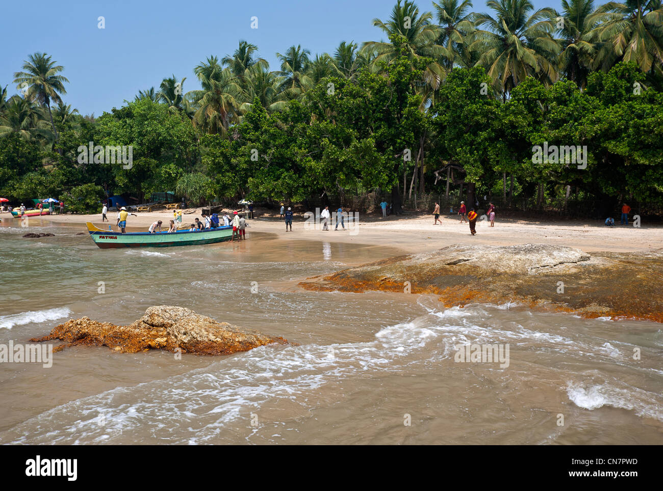 Om Strand. Gokarna. Karnataka. Indien Stockfoto