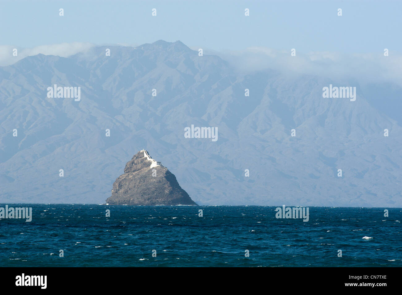 Kap Verde, Sao Vicente Insel, Mindelo, Leuchtturm von Ilheu zurück passaros Stockfoto