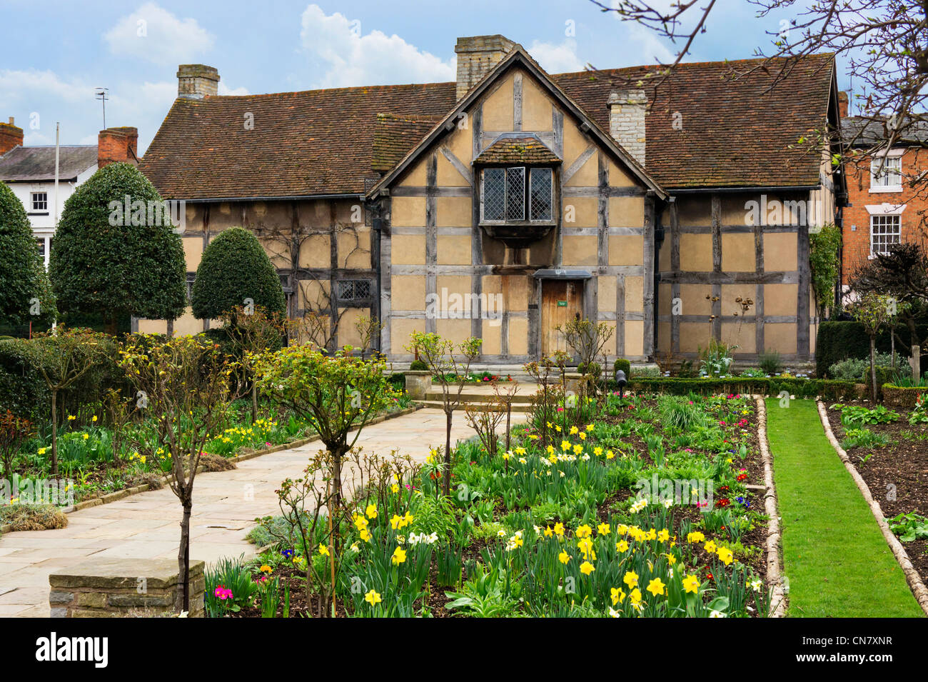 Der Geburtsort von William Shakespeare aus Stratford der Gärten, Henley Street, Warwickshire, England, UK Stockfoto