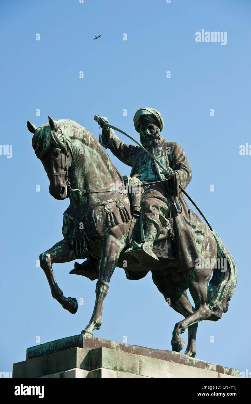 Griechenland, Mazedonien, Kavala, den Hafen, die Statue von Mehemet Ali in der Altstadt von Panagia Stockfoto