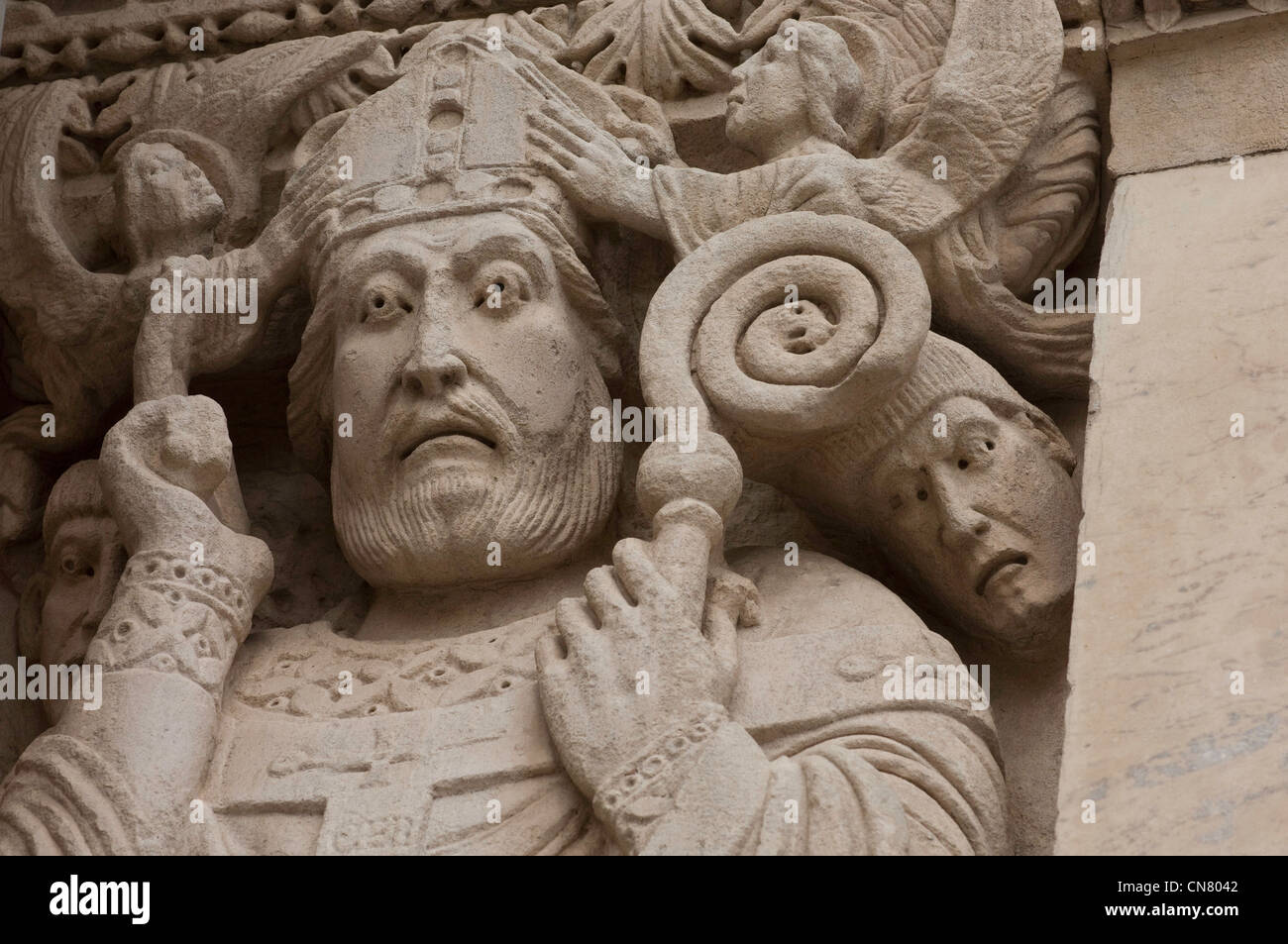 Frankreich, Bouches du Rhone, Arles, Portal der Kathedrale von Saint-Trophime, als Weltkulturerbe der UNESCO, datiert 12. Jahrhundert aufgeführt Stockfoto