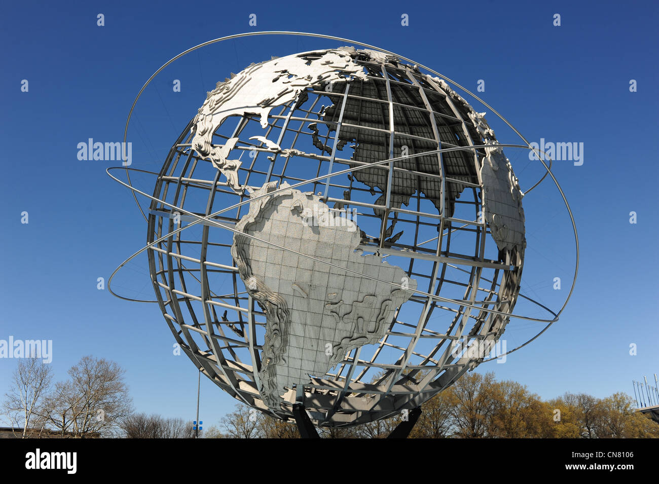 USA New York City Queens Erde Welt Unisphere Kugel in Flushing Meadows Corona Park Stockfoto