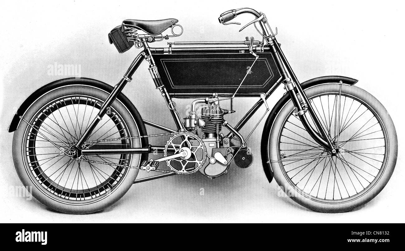 1900 Motor Bike Einzylinder Stockfoto