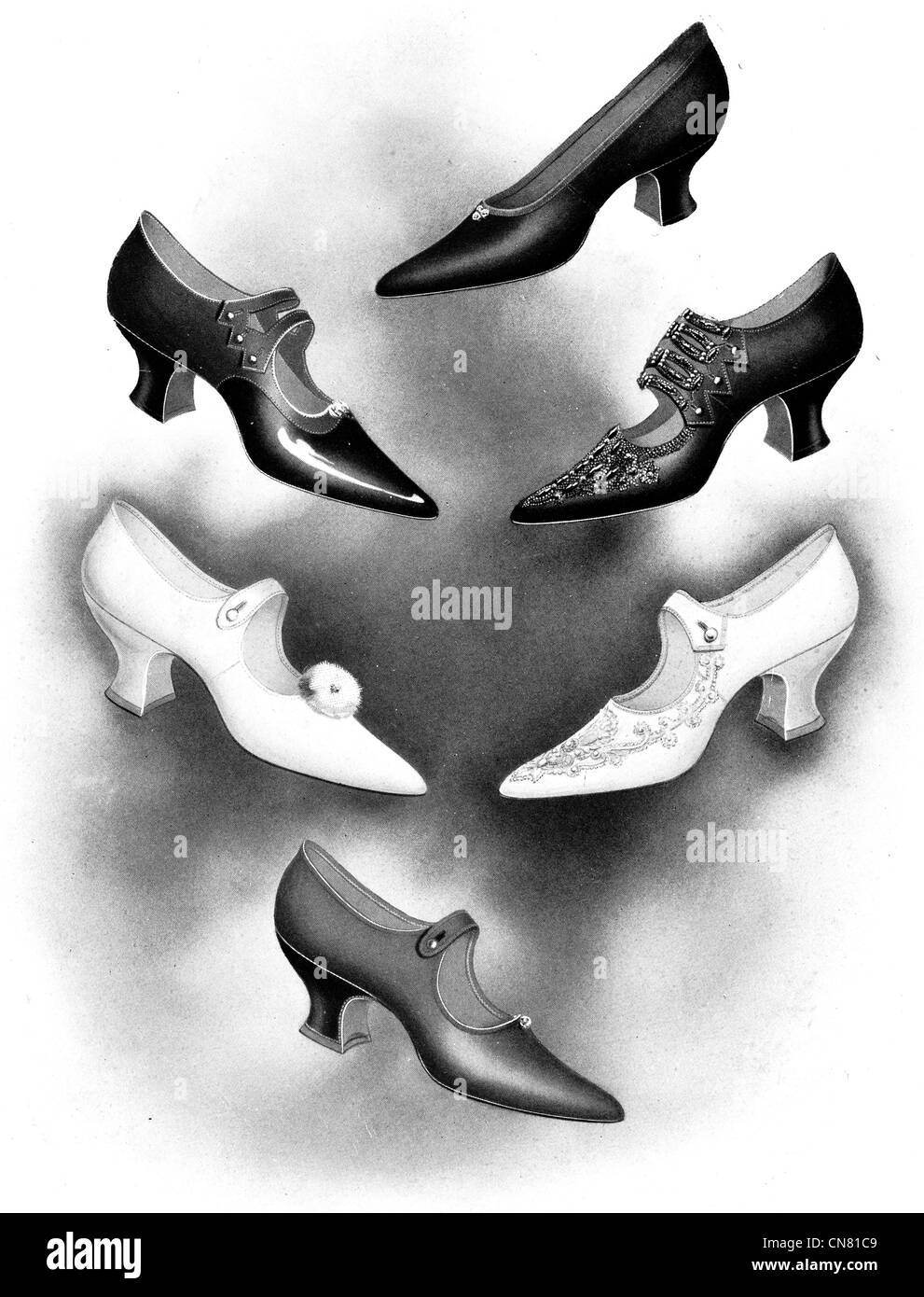 Edwardian Schuhe Damen 1900 Stockfoto
