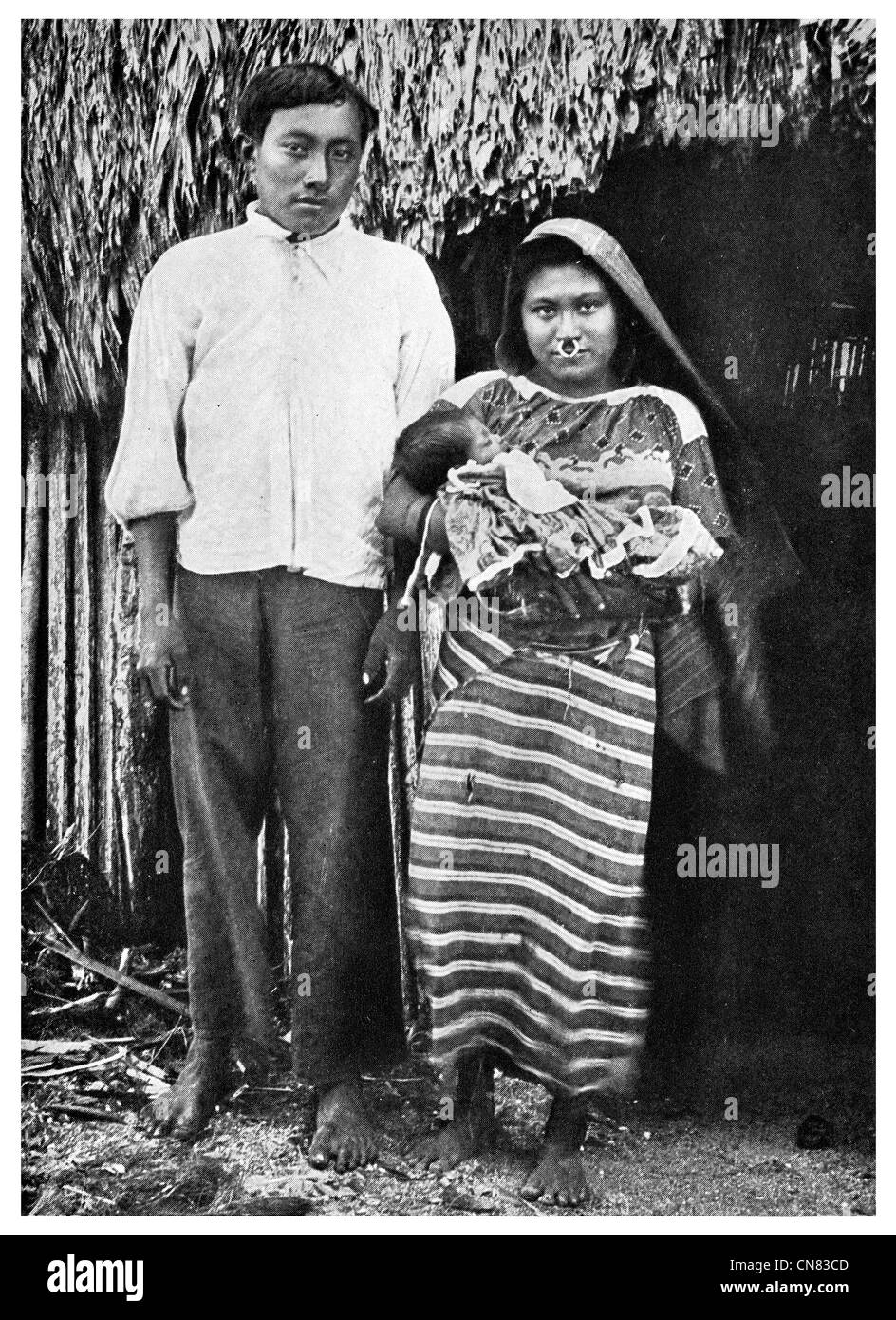 1917 indische Mutter mit Baby-Panama Stockfoto