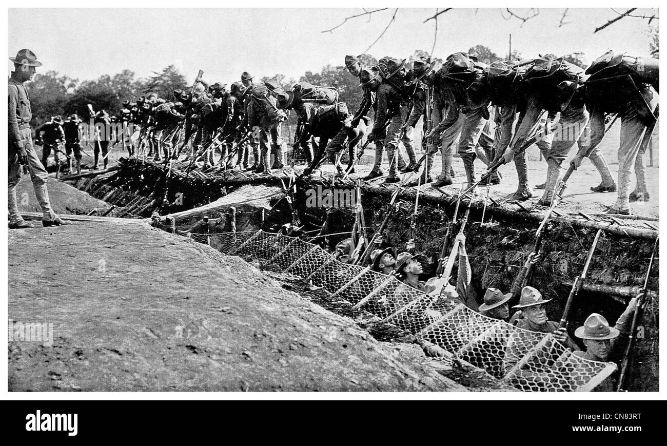 1917 Marines Bajonett Praxis Quantico Virginia Trainingslager Stockfoto