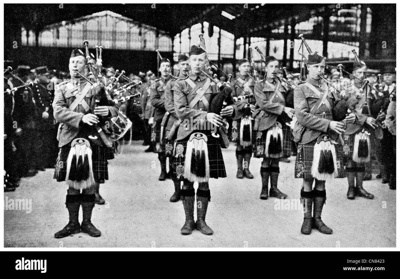 Schottischen Dudelsack militärische Regiment zuerst 1917 veröffentlicht Stockfoto