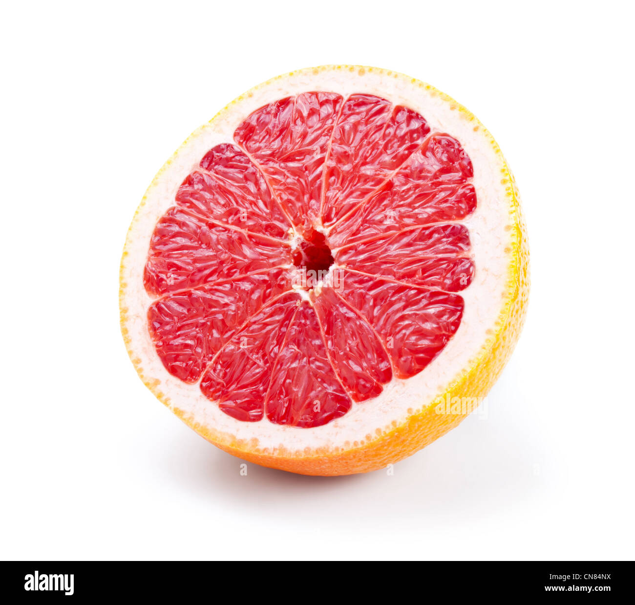 die Hälfte der Grapefruit isoliert auf weißem Hintergrund Stockfoto