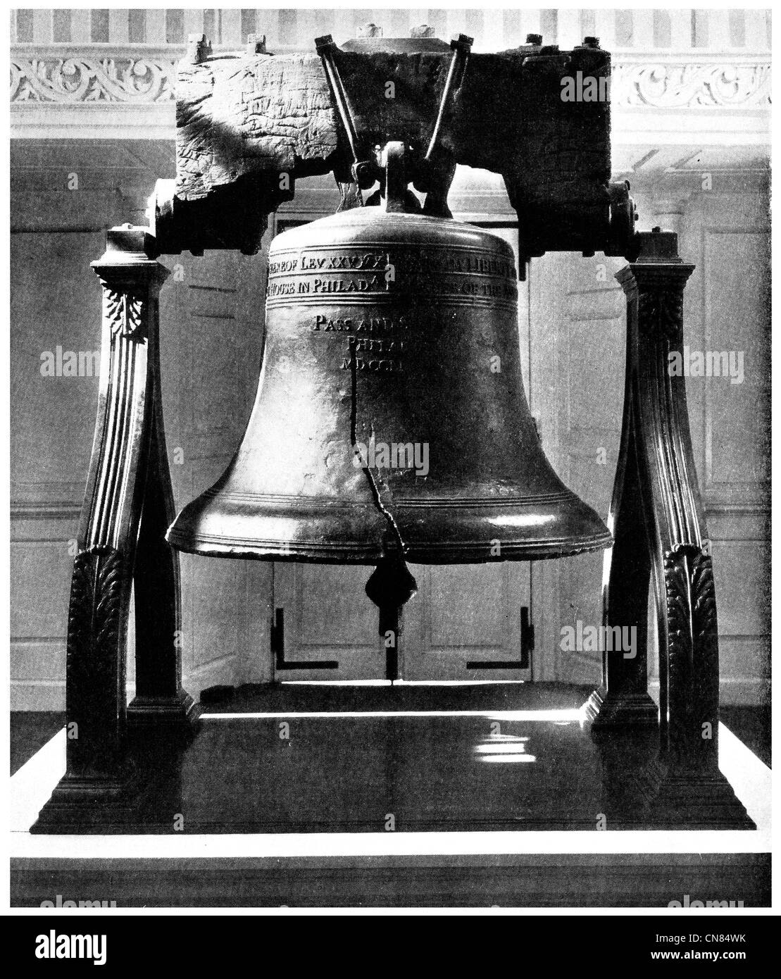 Erste veröffentlichte 1917 Liberty Bell Independence Hall National Park, Philadelphia, Pennsylvania, USA Stockfoto