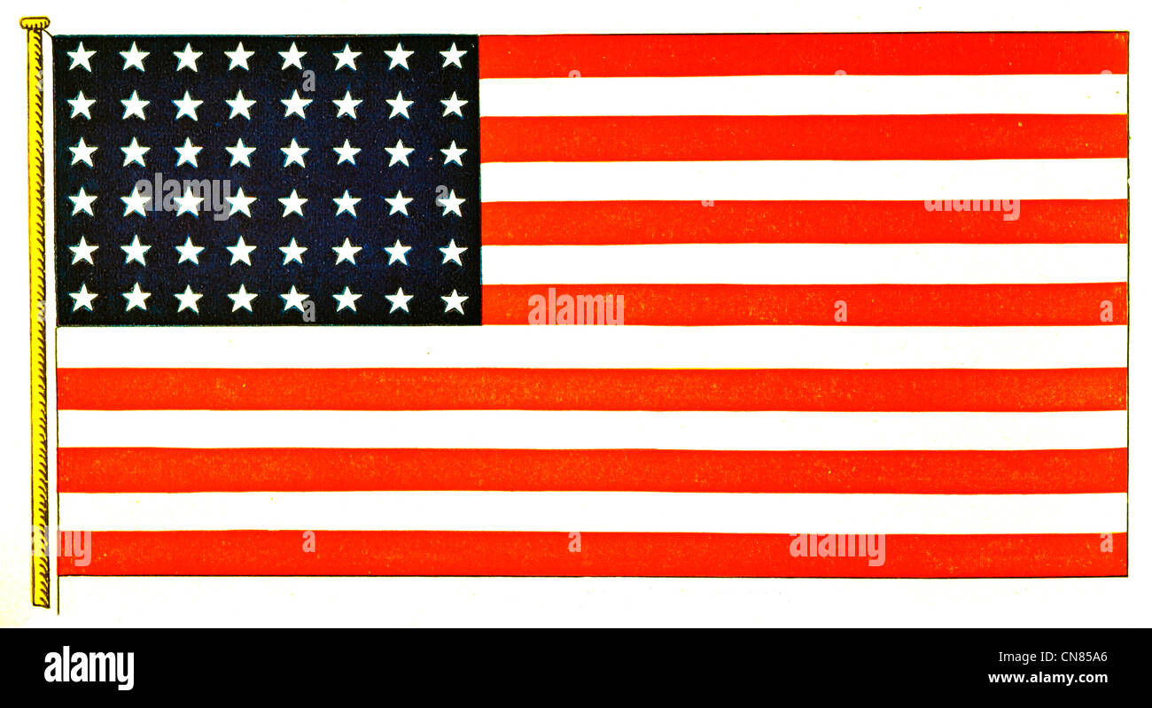 Zuerst veröffentlicht 1917 Flaggen Standard US-Flagge und Ensign 48 Sterne Stockfoto