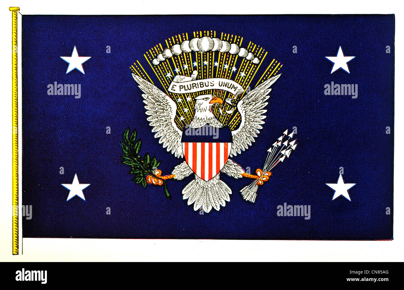 Erste veröffentlichte 1917 Flaggen Standard des Präsidenten Flagge USA Stockfoto
