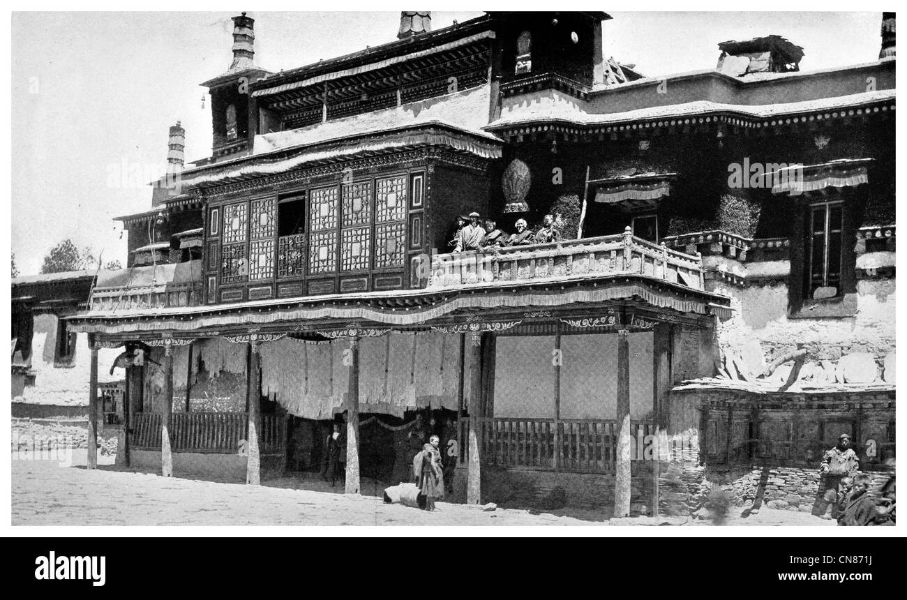 Erste veröffentlichte 1916 Lha Lung Lhalung Kloster Lamas Tibet tibetische Stockfoto