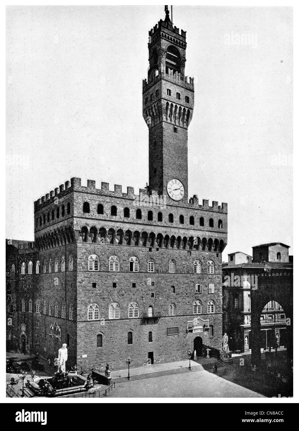 Erste veröffentlichte 1915 Vecchio Palace Florenz Stockfoto