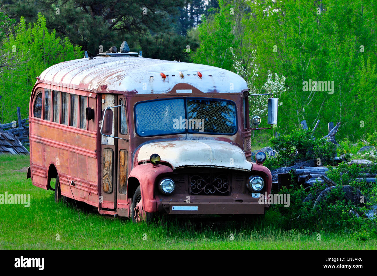 Old School Bus, Joseph, Oregon. Stockfoto