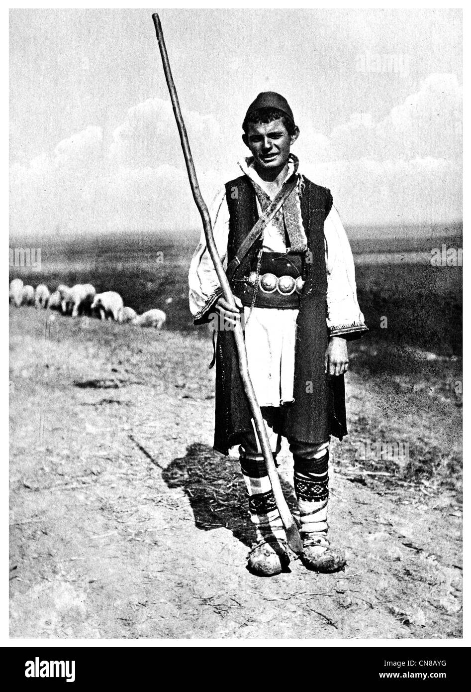 Zuerst veröffentlicht 1915 Schäfer mazedonischen Christian Bauer Stockfoto