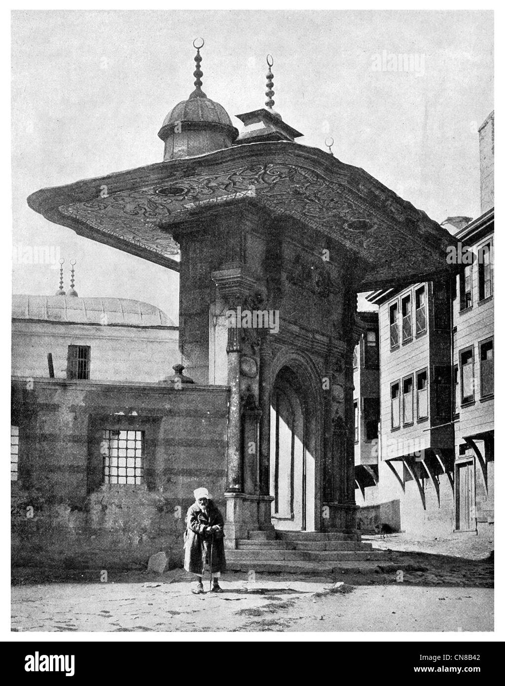 Erste veröffentlichte 1914 Sancta Sophia Moschee Constantinople Christian Architecture Eingang Stockfoto