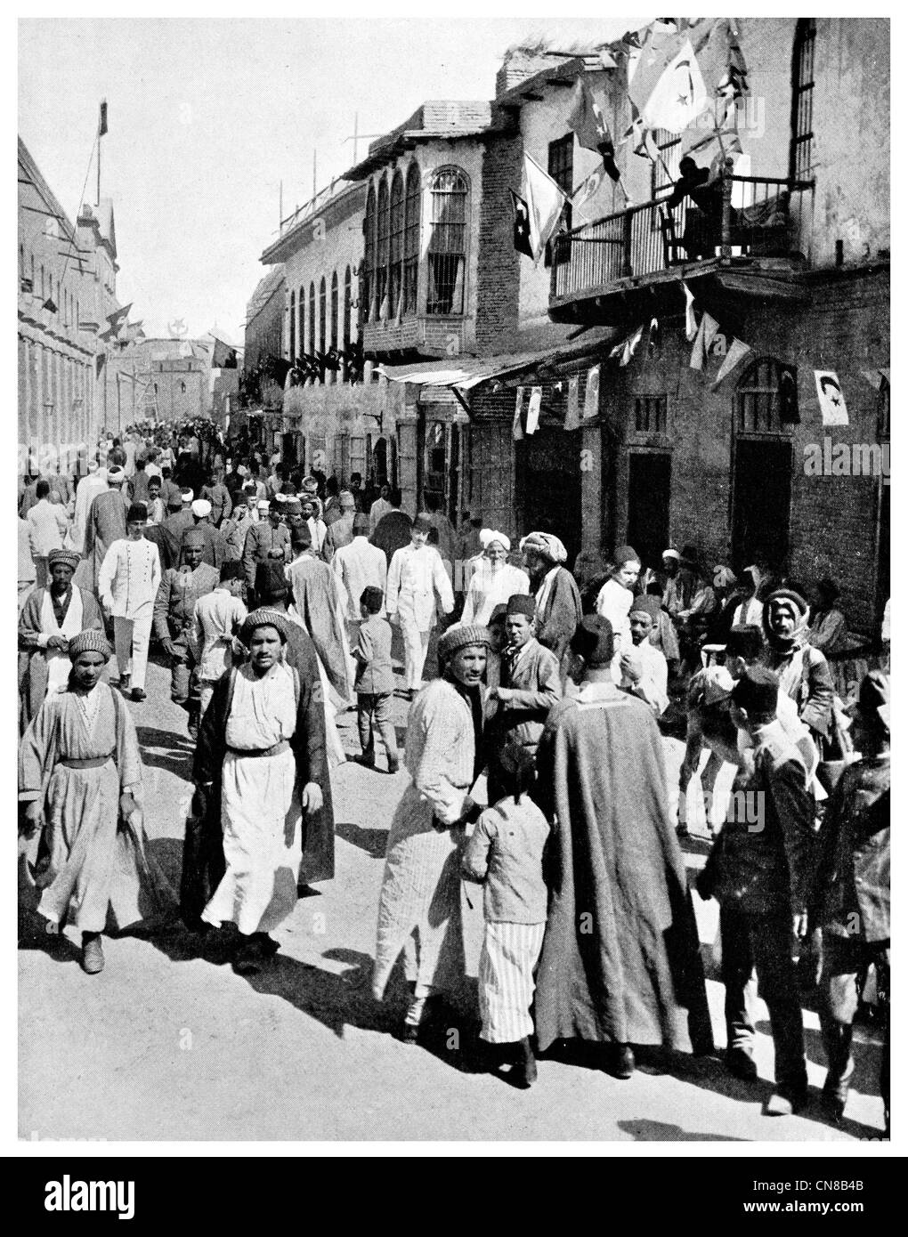 Erste veröffentlichte 1914 Bagdad Haupt Straße Irak Stockfoto