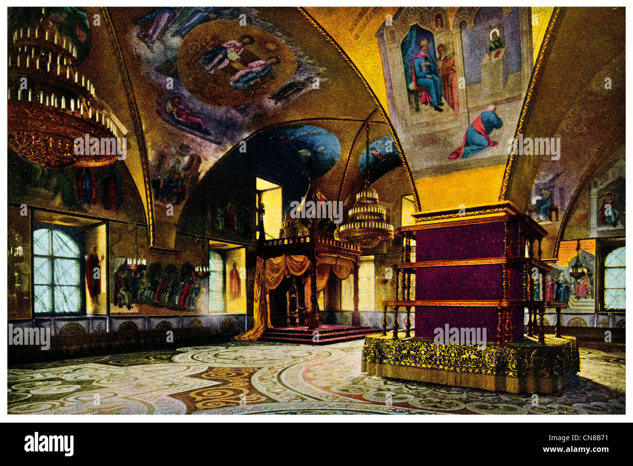 Erste veröffentlichte 1914 kaiserliche Palast Thron Raum Moskau Kreml The Terem Stockfoto
