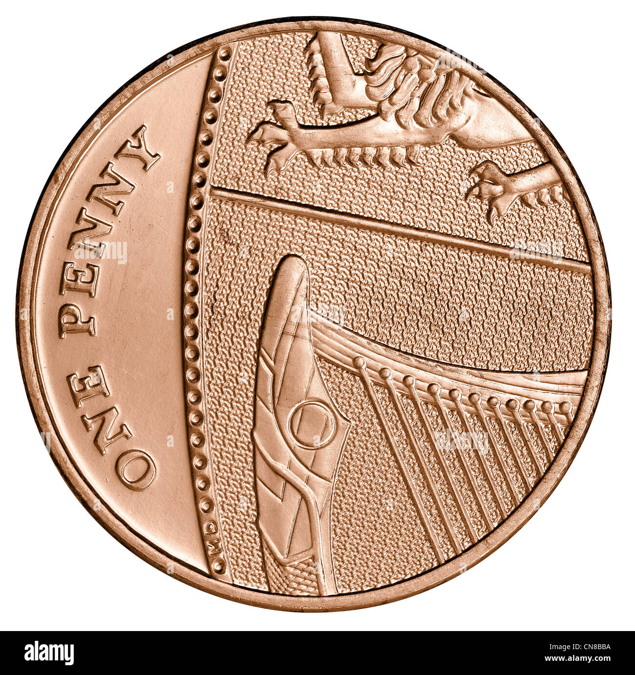 1 p einen Penny Pence über Kopf Münze Kupfer Stockfoto