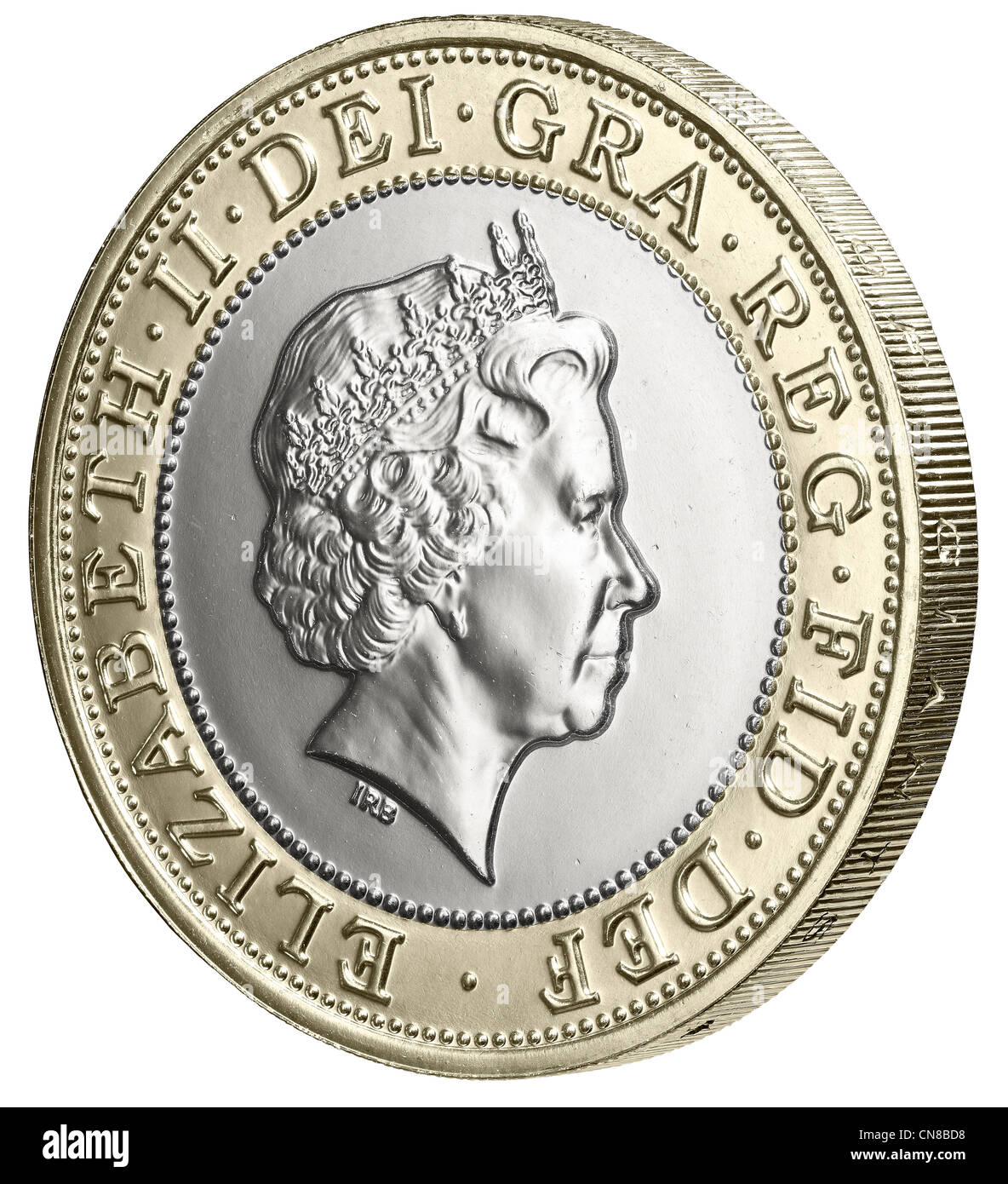£2 zwei Pfund-Münze leitet auf Vorderseite Stockfoto