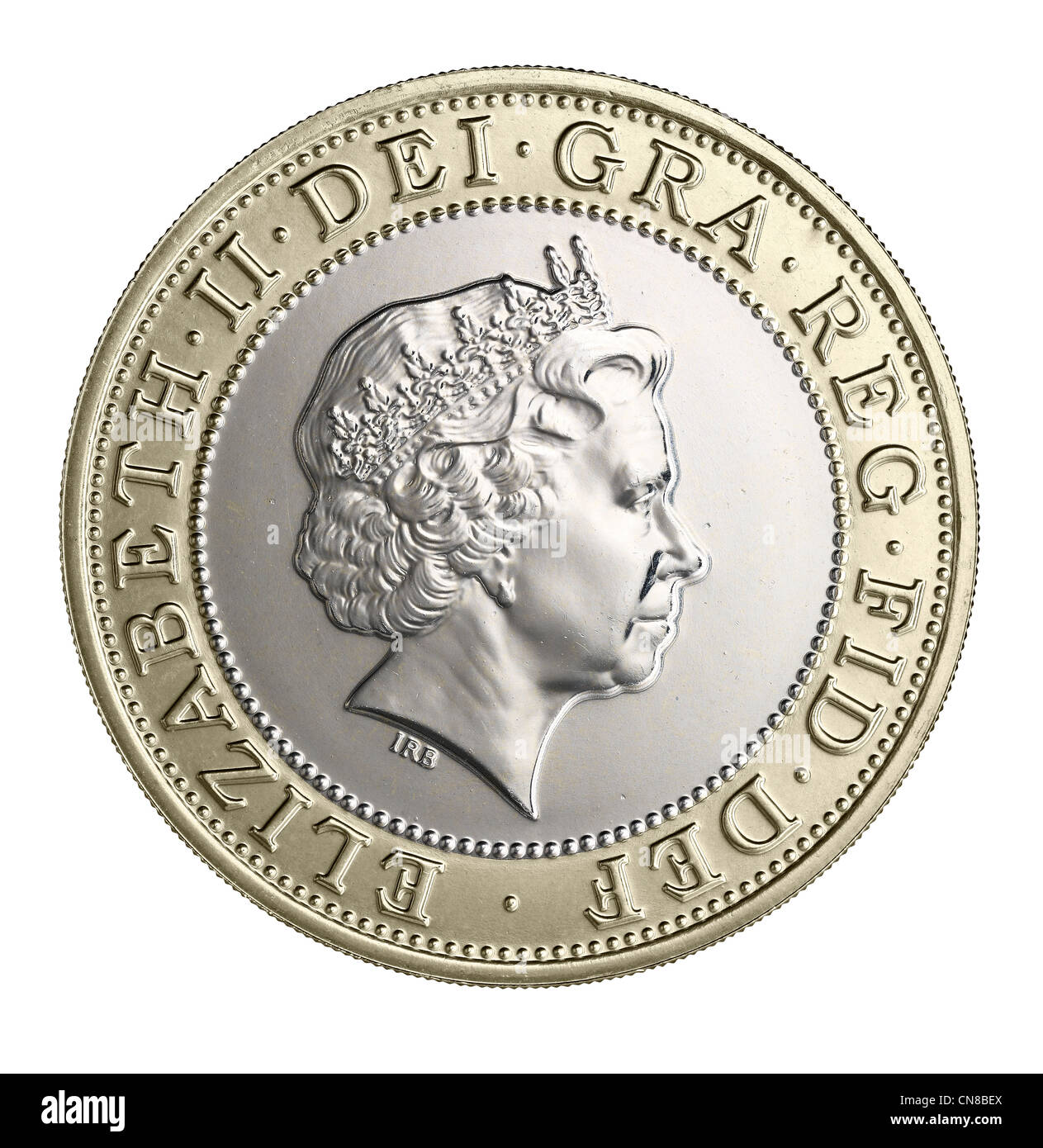 £2 £ 2 Münze Kopf auf Kopf Avers 2012 Stockfoto
