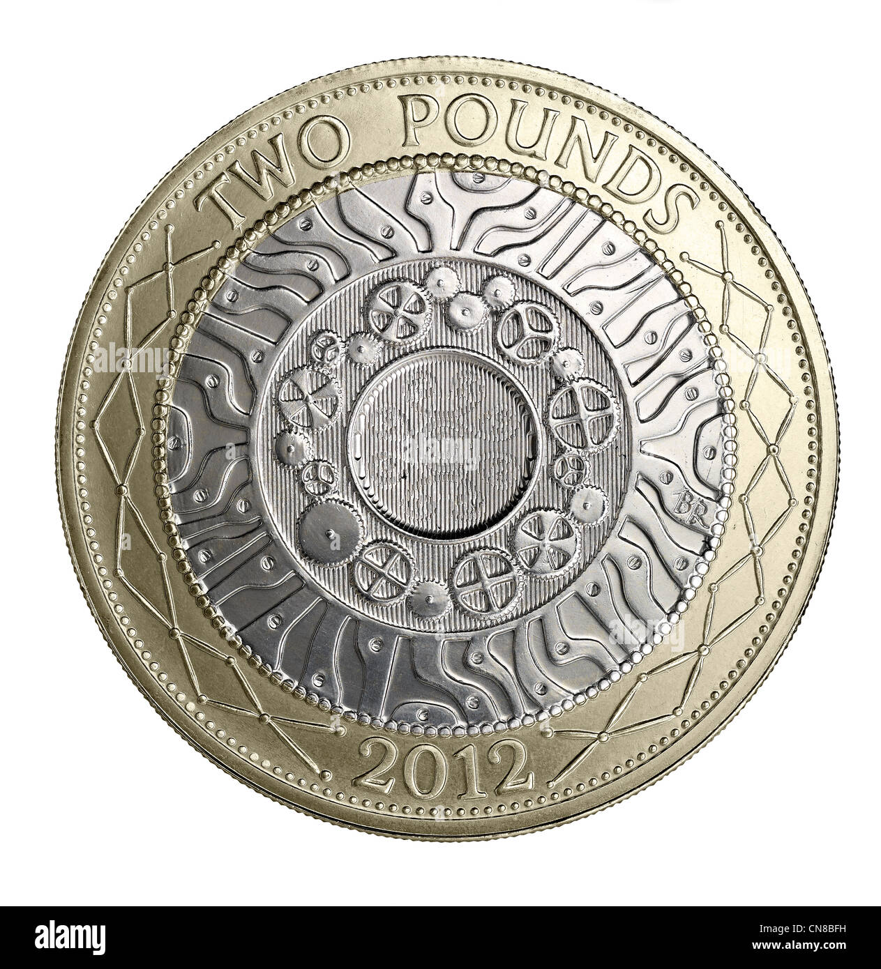 £2 £ 2 Münze Kopf auf Schwänzen umkehren 2012 Stockfoto
