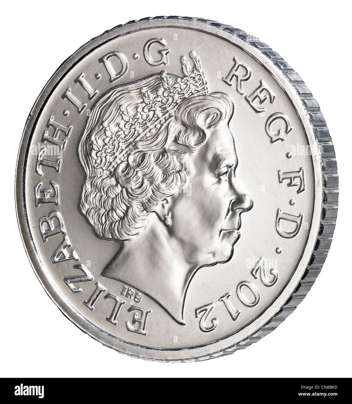 5P fünf Pence Münze Seite auf Vorderseite Kopf 2012 Stockfoto