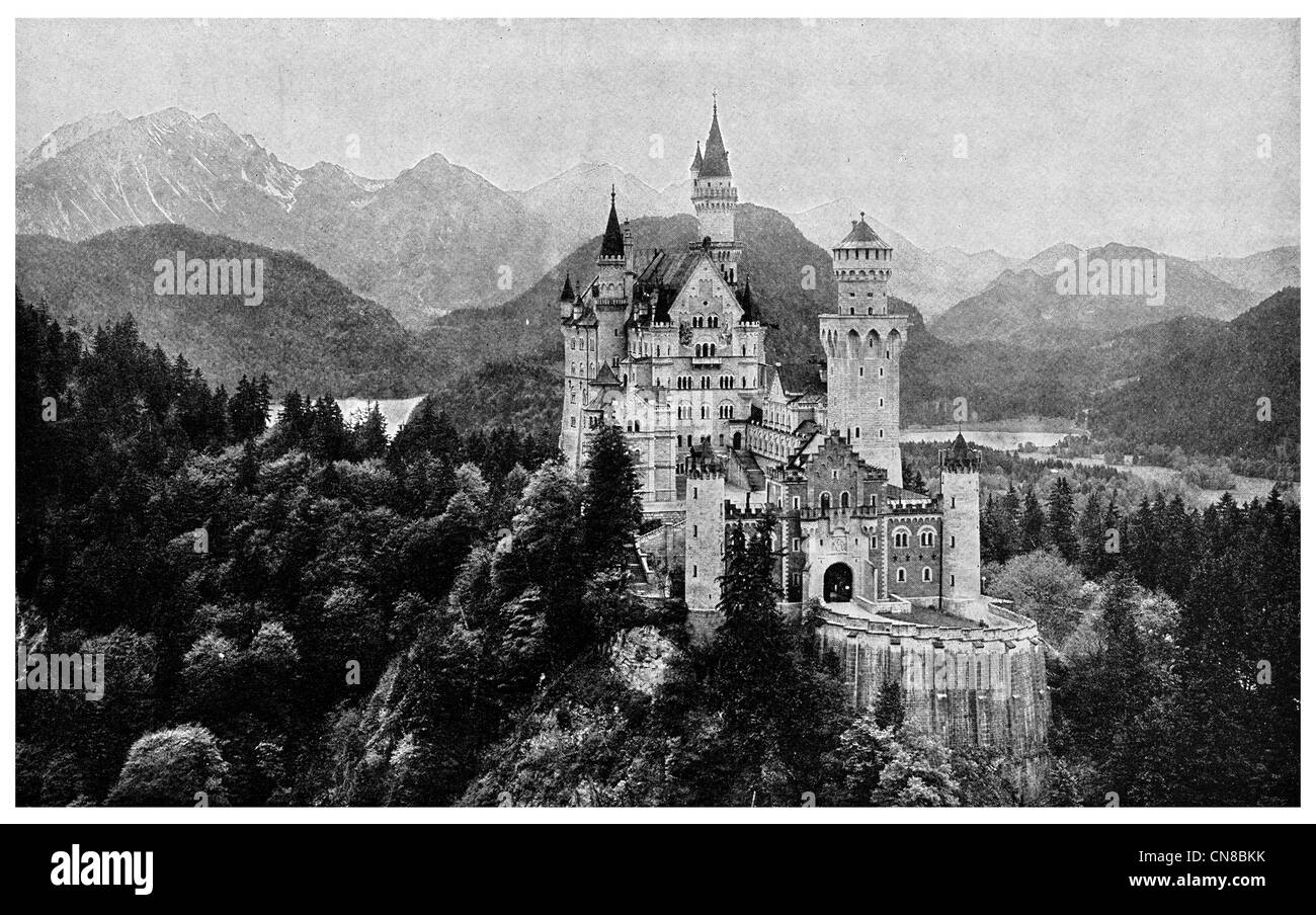 Erste veröffentlichte 1914 Schloss Neuschwanstein Castle Deutschland Stockfoto