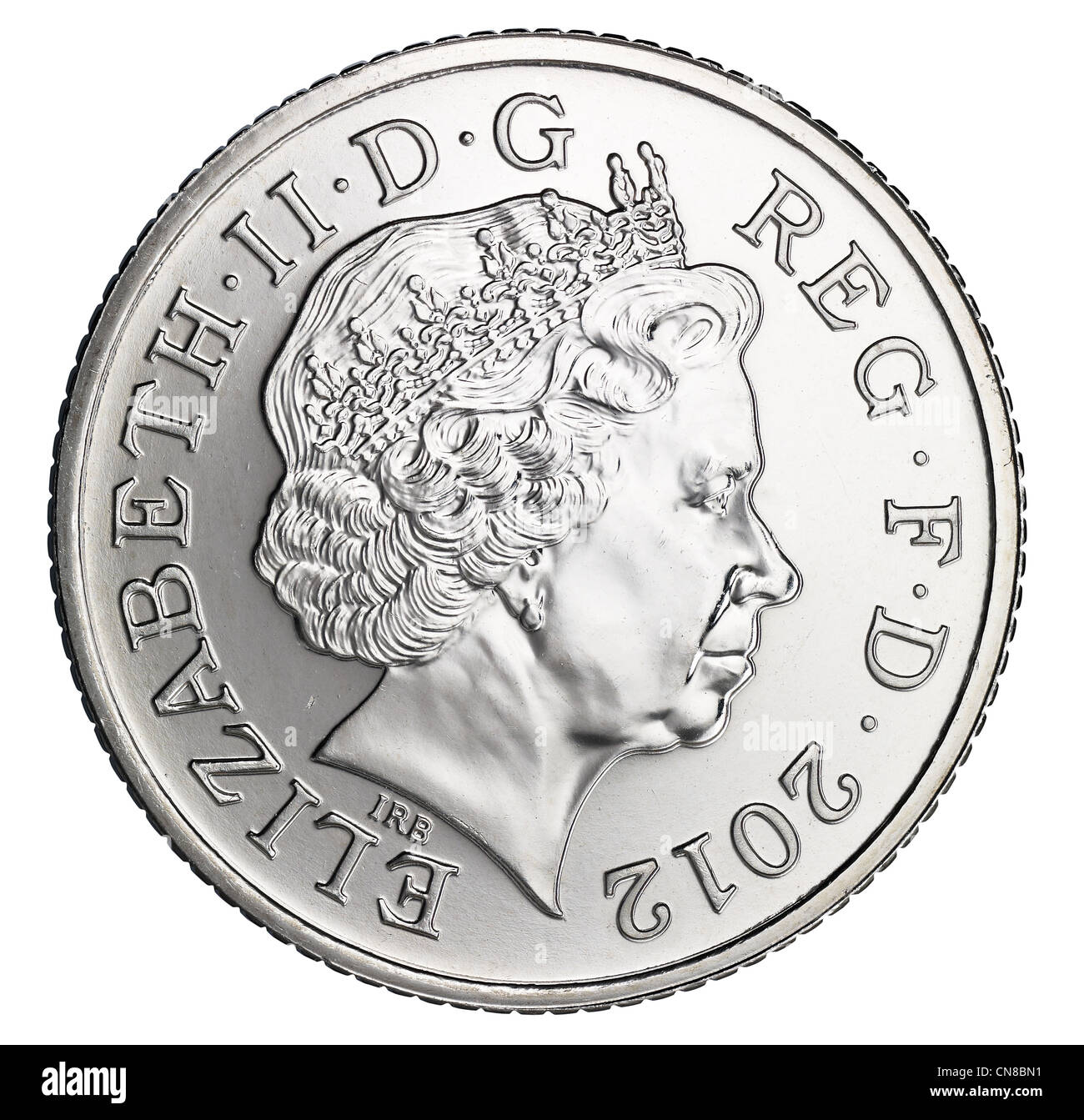 10p zehn Pence Münze Kopf auf der Vorderseite Köpfe 2012 Stockfoto
