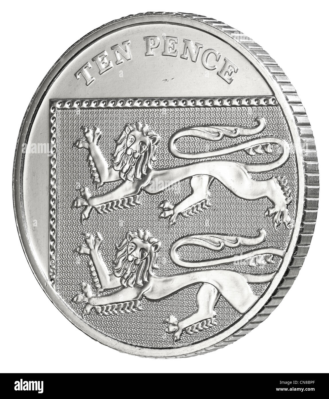10p zehn Pence Münze auf umgekehrter Schwänzen Stockfoto