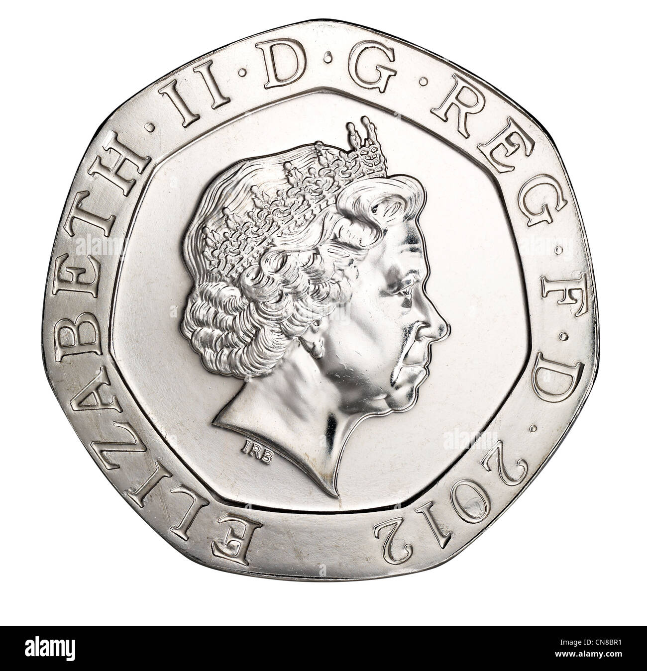 20p zwanzig Pence Avers Köpfe über 2012 Münze Stockfoto