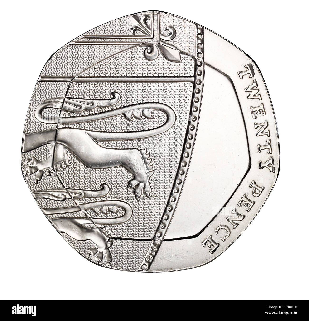 20p 20 Pence über Kopf umgekehrte tails 2012 Münze Stockfoto