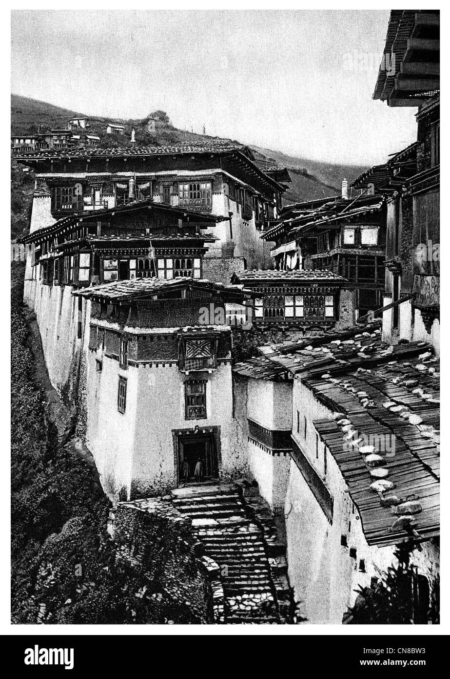 Zuerst veröffentlicht 1914 Bhutan König Residenz Schloss Tongsa Bhutan, Stockfoto