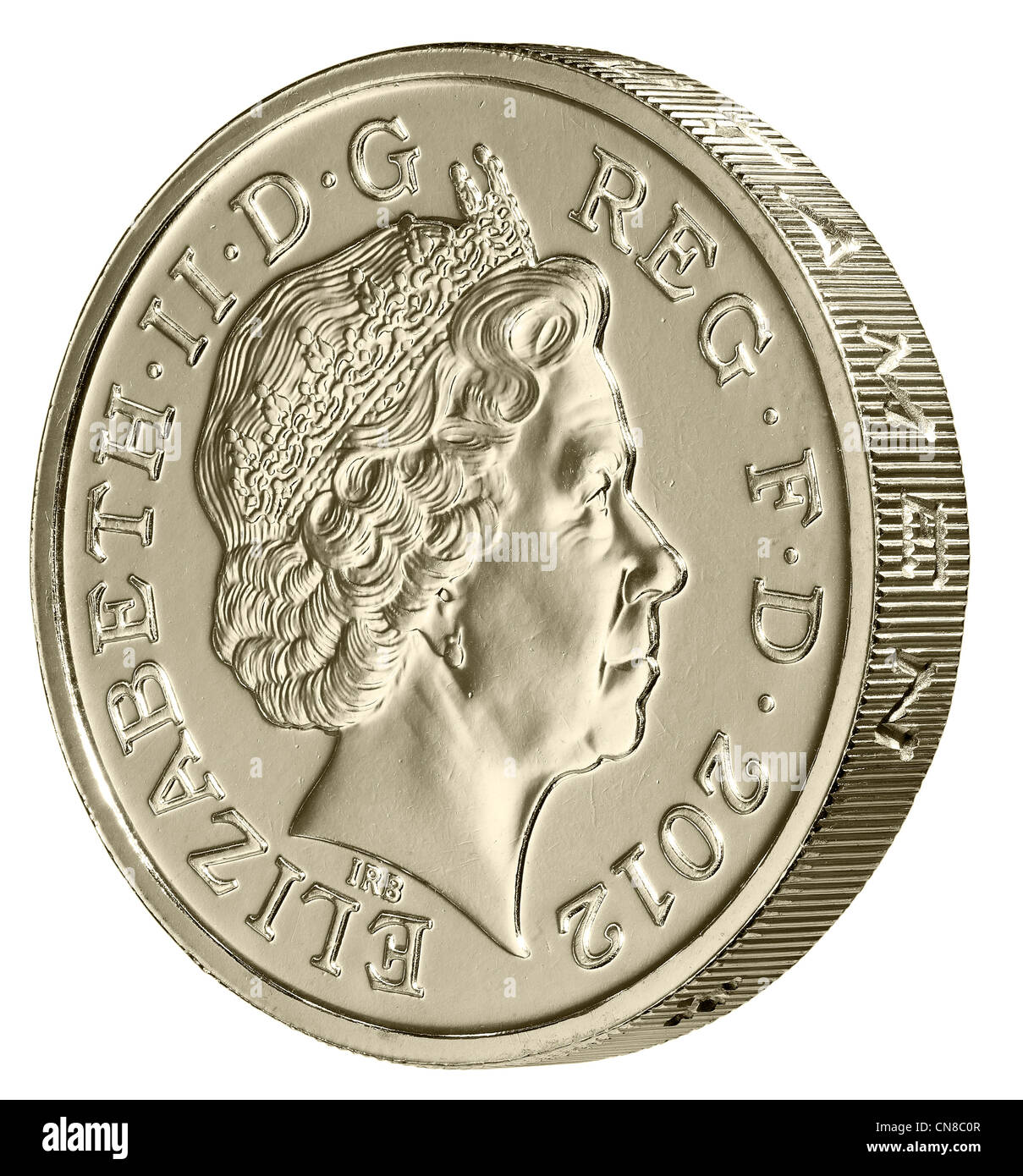 £1 ein Pfund Seite am Rand 2012 Münze Vorderseite Stockfoto