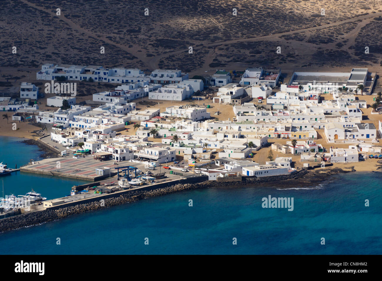 Lanzarote, Kanarische Inseln - Isla De La Graciosa. Stadt von Caleta de Sebo. Stockfoto