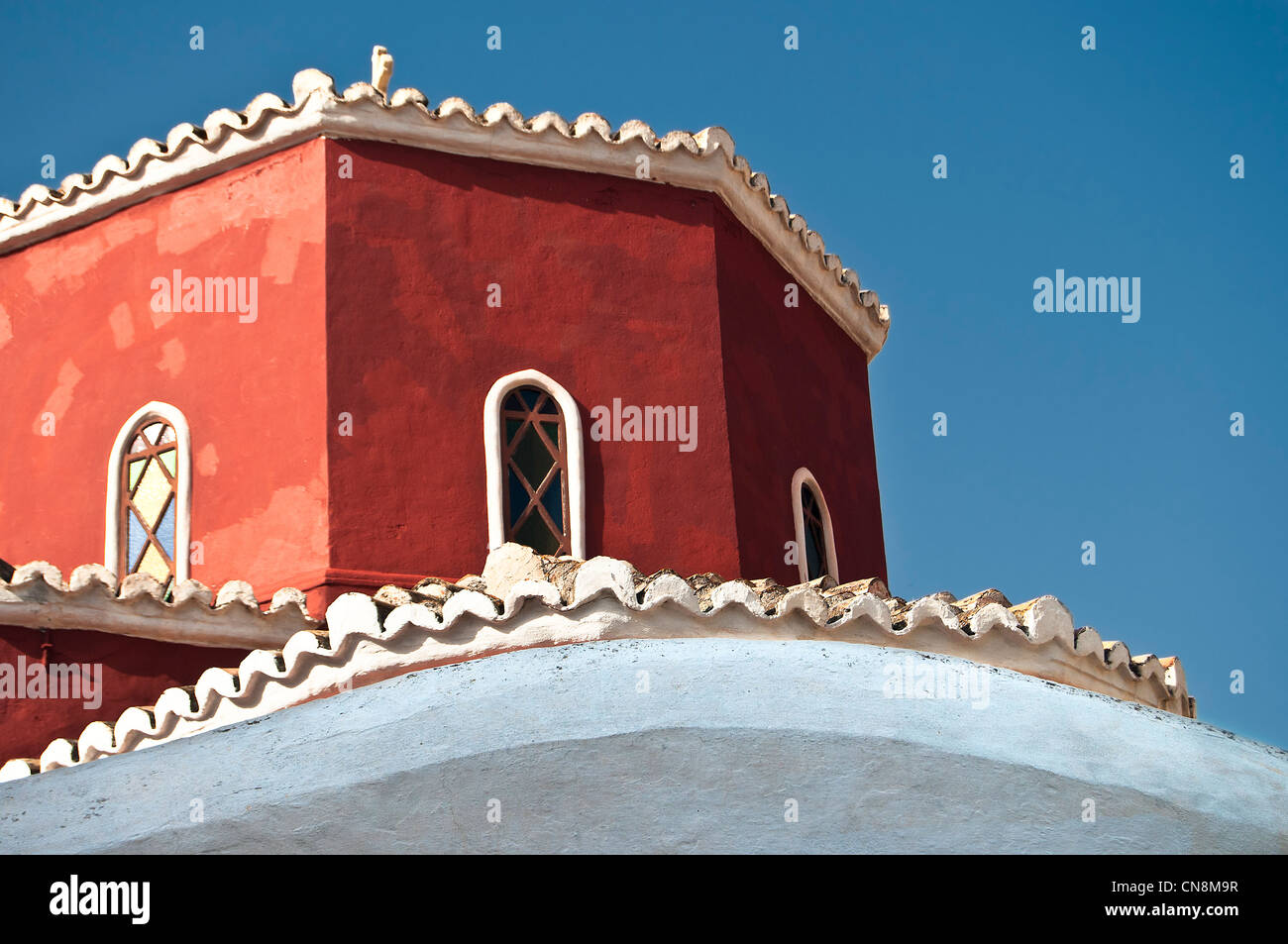 Orthodoxen christlichen Kirche Kuppel in Hydra, Saronische Inseln, Griechenland Stockfoto