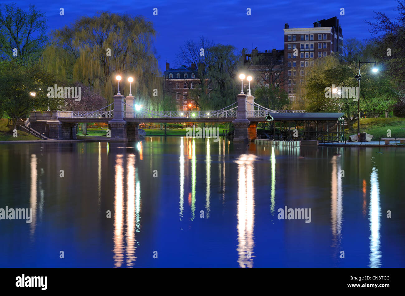 Lagune-Brücke an der Boston Public Gardens in Boston, Massachusetts. Stockfoto