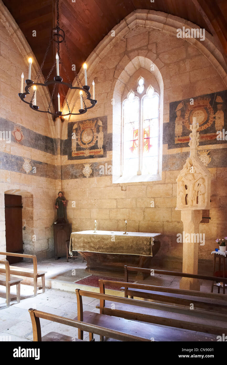 Frankreich, Dordogne, Perigord Noir, Weltkulturerbe der UNESCO, Saint Leon Sur Vézère, Vézère-Tal gekennzeichnet Les Plus Stockfoto