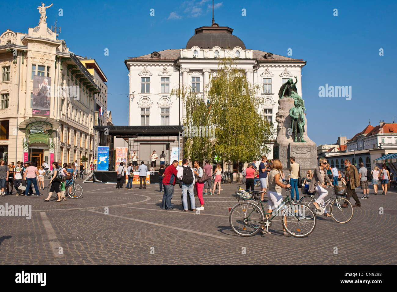 Slowenien, Ljubljana, Hauptstadt Stadt Sloweniens, Preseren-Platz Stockfoto