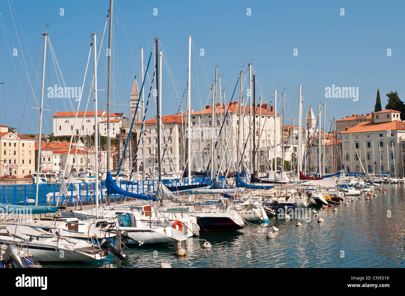 Slowenien, Golf von Triest, Adria-Küste, Primorska Region, Piran, am Hafen Stockfoto