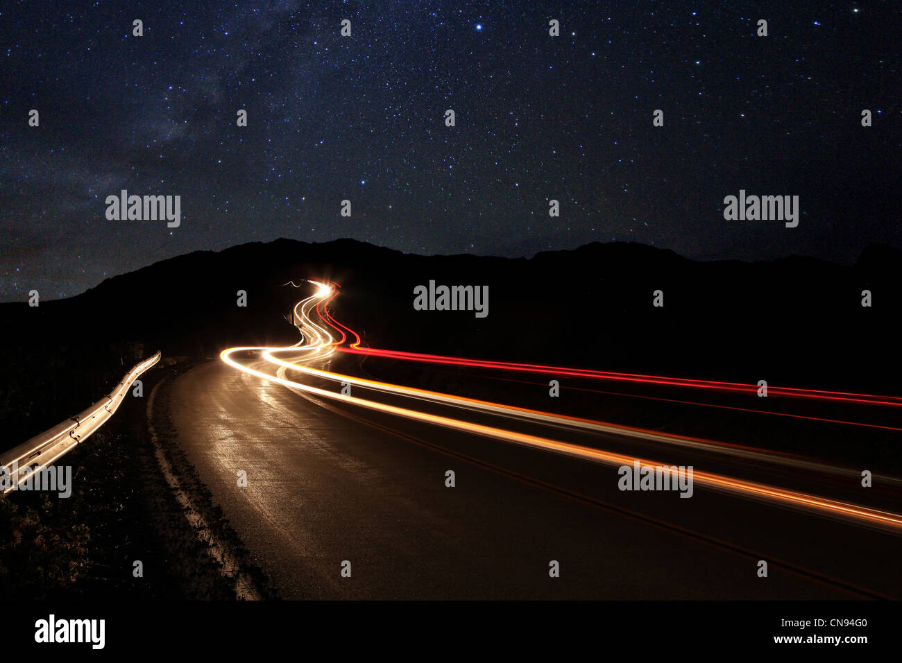 Langzeitbelichtung Time Lapse-Image der Nacht Sterne Stockfoto