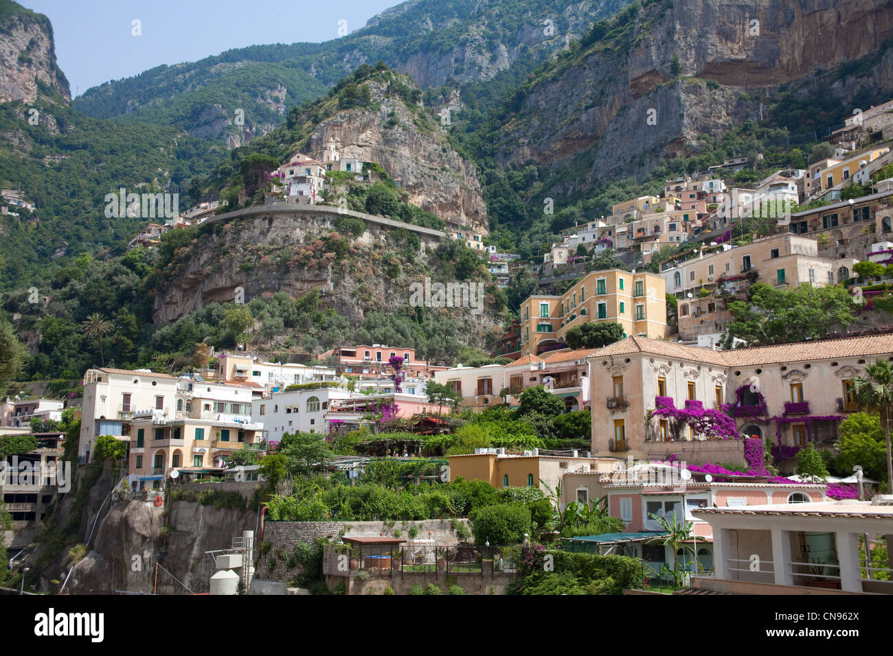 Das Dorf Positano an der Amalfiküste, UNESCO-Weltkulturerbe, Kampanien, Italien, Mittelmeer, Europa Stockfoto