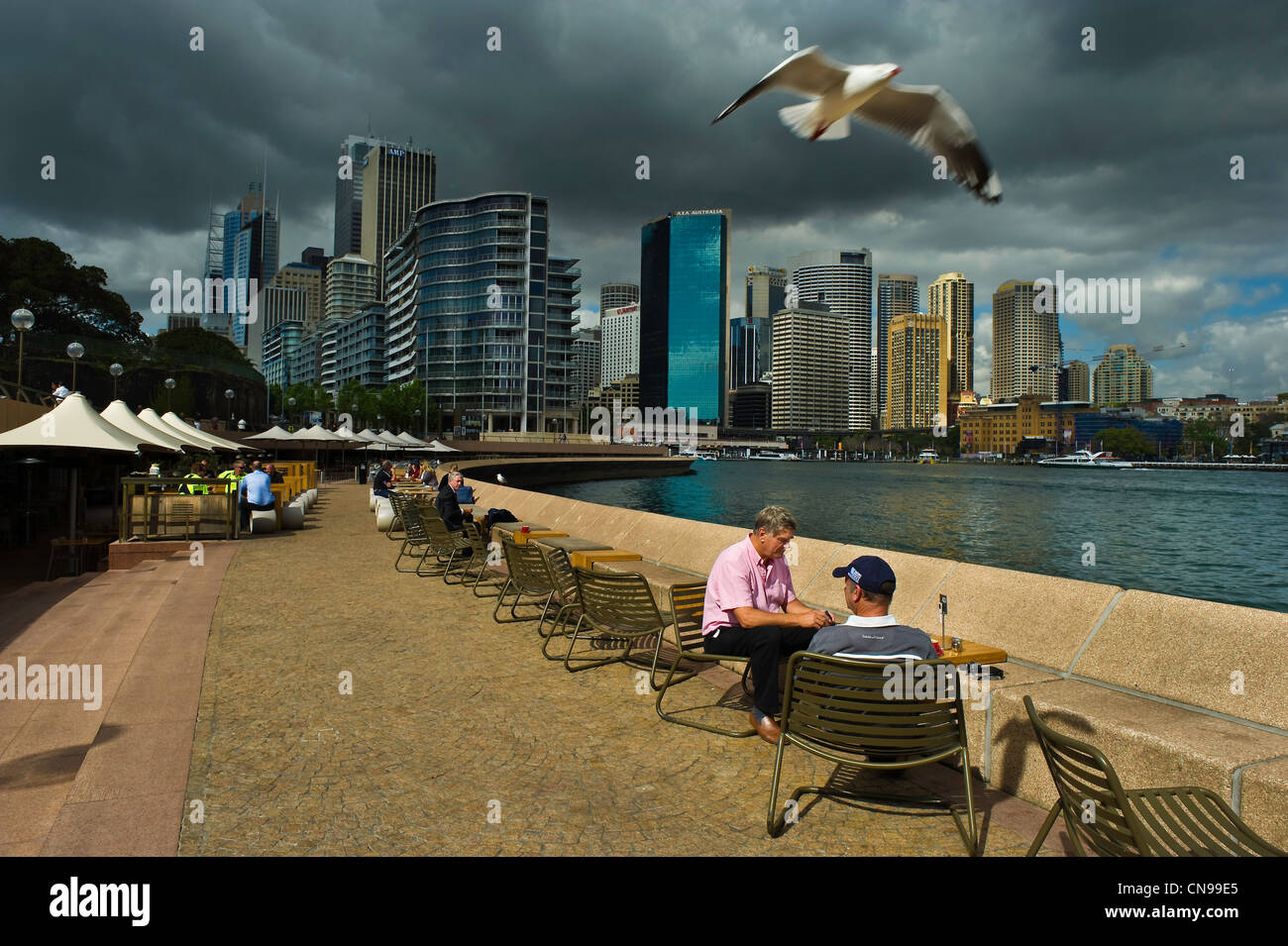 Australien, New South Wales, Sydney, The Cloudy Bay Coffee hinunter das Sydney Opera House Stockfoto