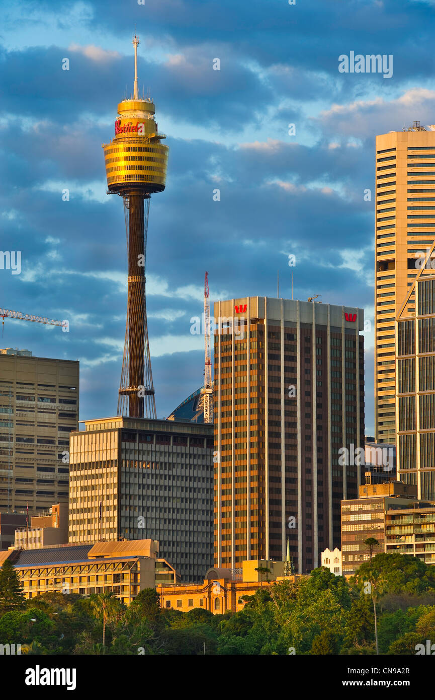 Australien, New South Wales, Sydney, City center mit der AMP Tower, dem höchsten Turm der südlichen Hemisphäre (305m) abgeschlossen Stockfoto