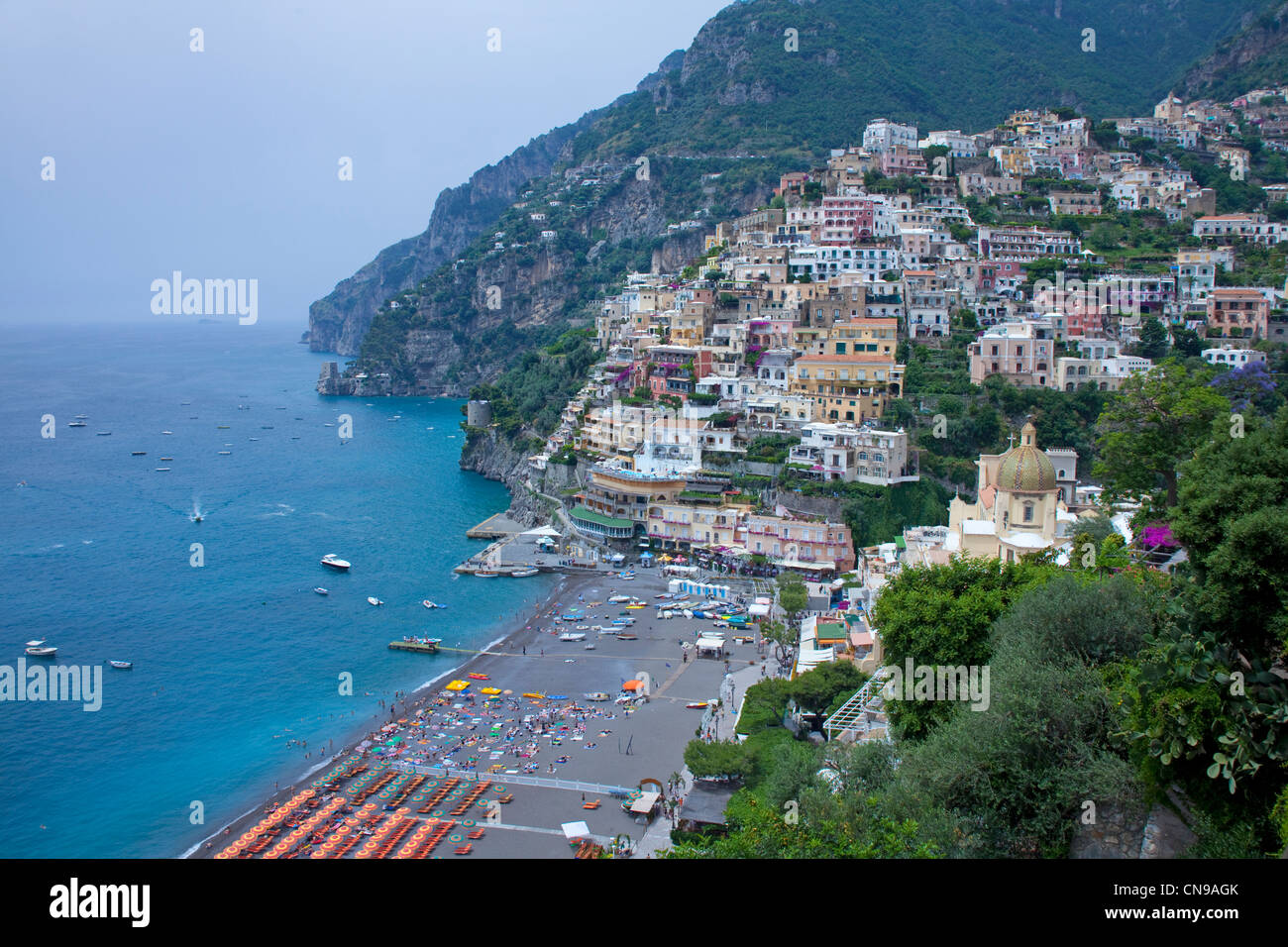 Das Dorf Positano, Amalfiküste, UNESCO-Weltkulturerbe, Kampanien, Italien, Mittelmeer, Europa Stockfoto